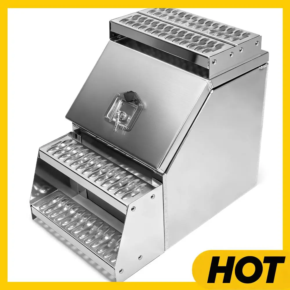 

18-дюймовый алюминиевый ящик для инструментов для грузовиков 17.99x27.99x25 дюймов, ступенчатый ящик для инструментов с Т-образной ручкой и замком для Peterbilt, Kenworth и других марок