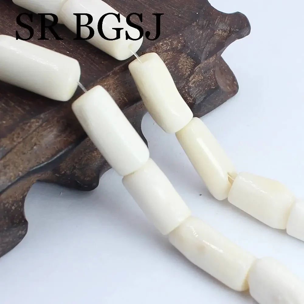 8-10mm White Red Orange Column Natural Sea Bamboo Coral Loose Isolation Beads For Jewelry Making DIY Bracelet Necklace