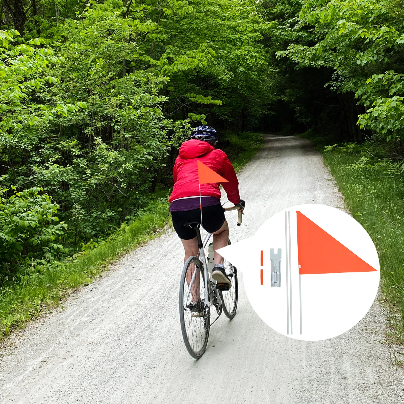 Bandera de advertencia de seguridad, banderín naranja, banderín triangular para bicicleta de niños, poste profesional de vidrio, cartel