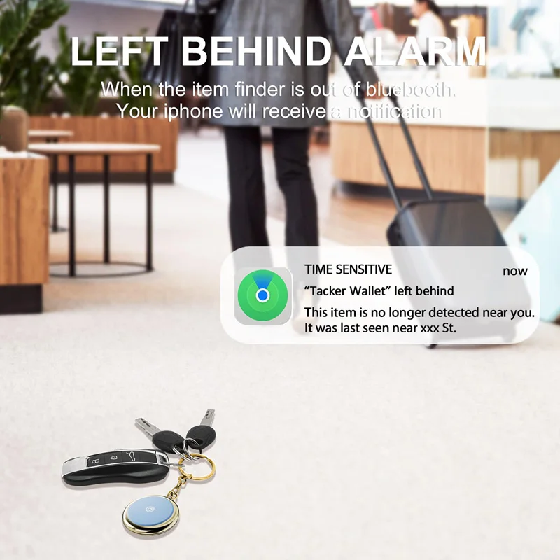 جهاز تعقب بلوتوث في الوقت الحقيقي تتبع العلامات الهوائية لشركة أبل ابحث عن دعم علامة مكافحة فقدان المفاتيح الأمتعة الحيوانات الأليفة على ظهره محدد العنصر