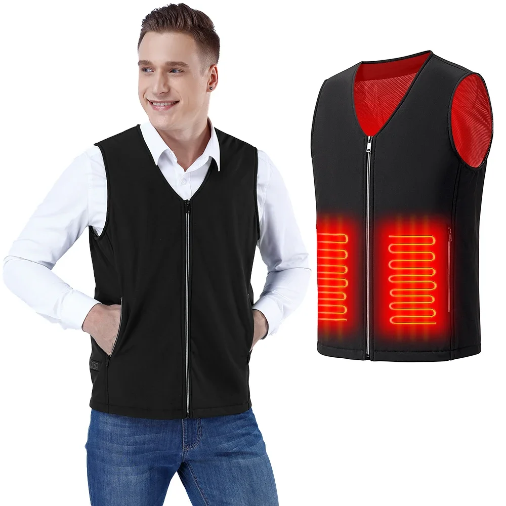 Heated Vest for Men Women Waistcoat V-Neck USB Electric Hiking Vest Heating Vests Sleeveless Sports Jacket for Camping Fishing