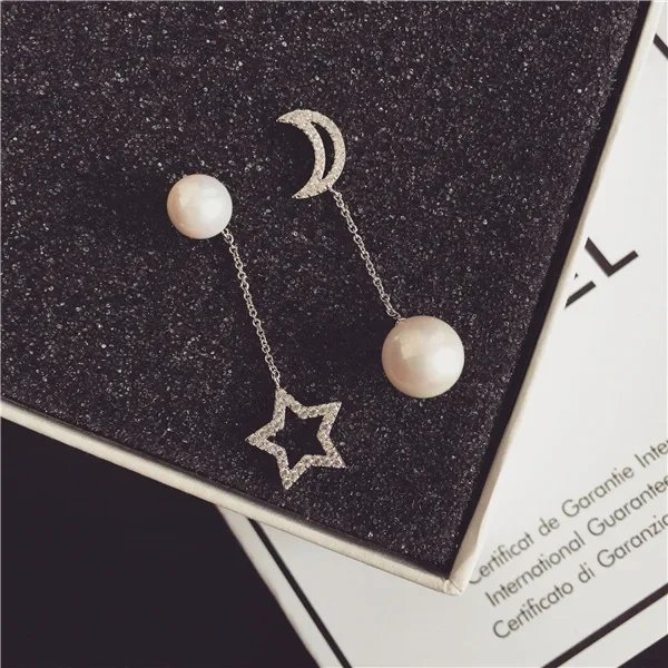 

New Hot Fashion 925 Sterling Silver Shell pearl star moon Earrings for Women Gift Fashion Statement Jewelry fashion earing