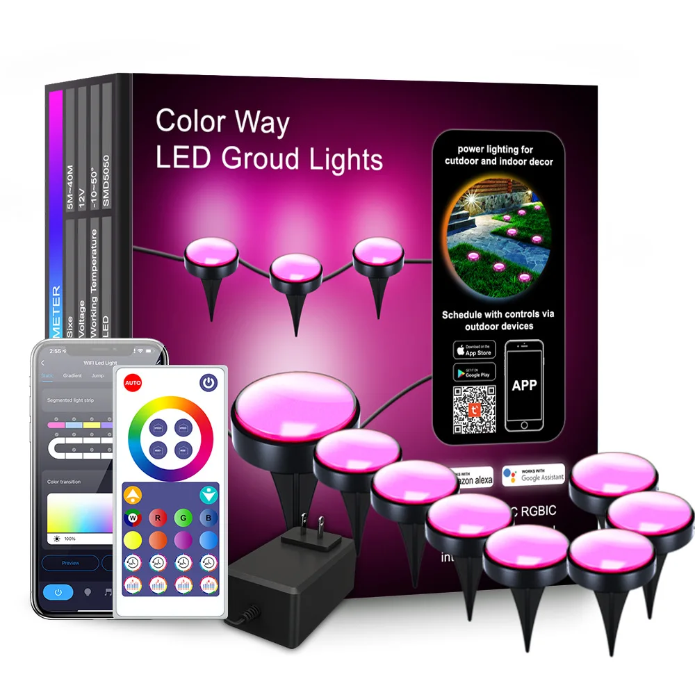 10Mx15PCS LED Outdoor Waterproof Lawn Light LED Garden Plug in Atmosphere Lights Courtyard Decor Intelligent WIFI Light String