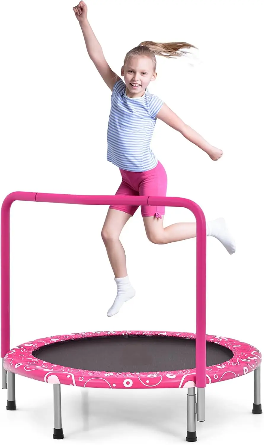 

36-дюймовый батут для малышей, складной мини-батут для отдыха с ручкой и мягким чехлом, батут для маленьких детей, в помещении