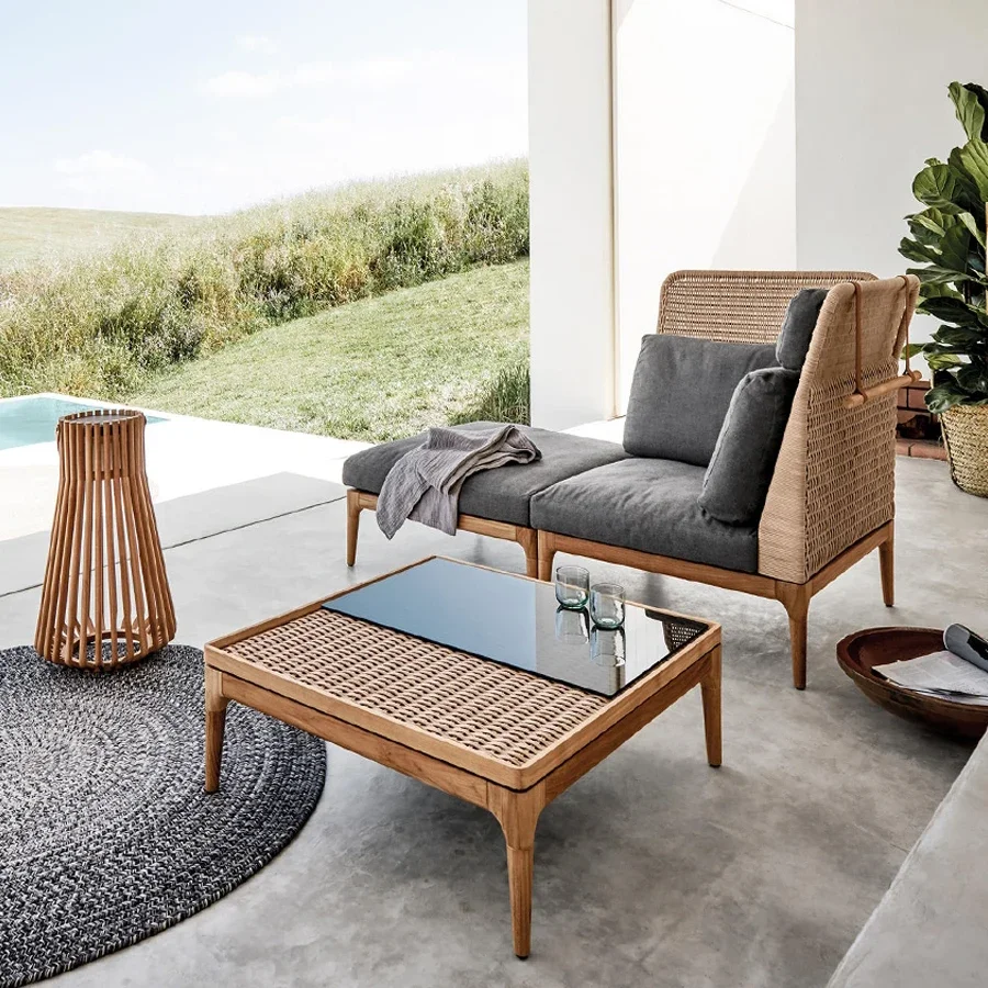 ZQDZ Nordic Outdoor Sofa Courtyard Villa Terrace Leisure Waterproof Sunscreen Cafe Hotel Homestay Furniture