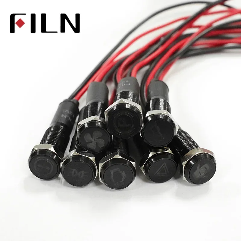 FILM 12V 24V Symbol Pilot Led Licht Metall Anzeige 8mm 10mm 12mm 14mm 16mm Auto Dashboard Lkw Dash Bau Marine – Detail 10