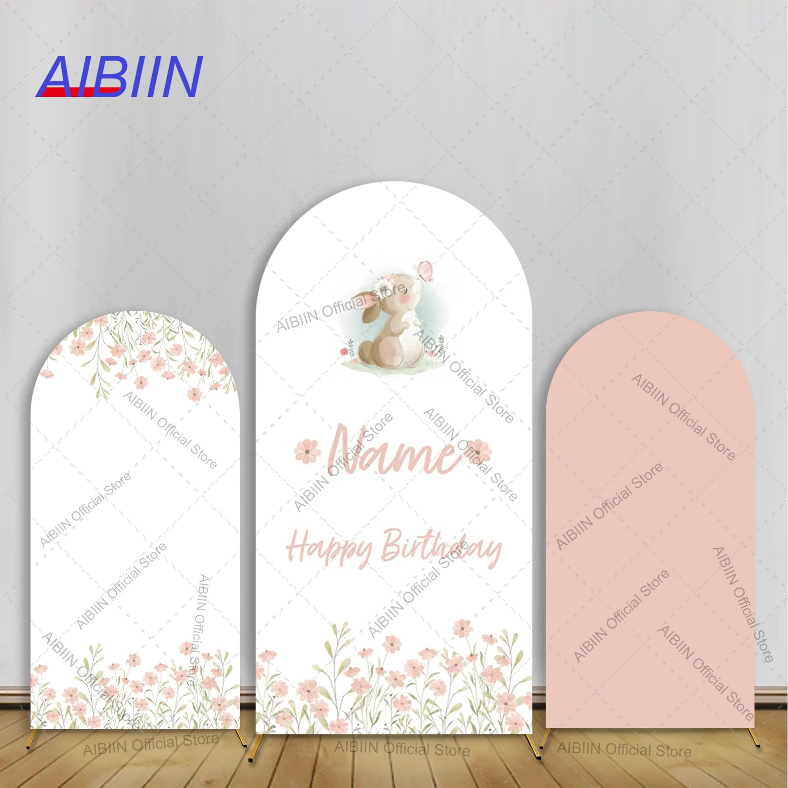 

Фон для фотосессии на день рождения с индивидуальным именем, тематика: милый кролик, пасхальный кролик, лесные цветы, декор для торта, фон для вечеринки, темно-розовый