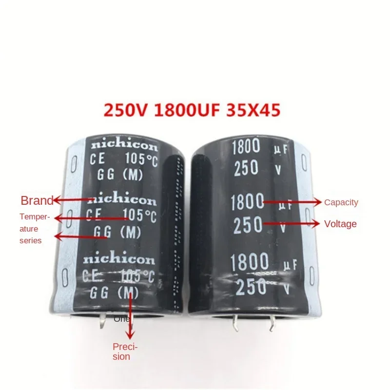 AMSS （1PCS）250V1800UF 35X45 Nichicon Electrolytic Capacitor 1800UF 250V 35*45 GG 105 degrees