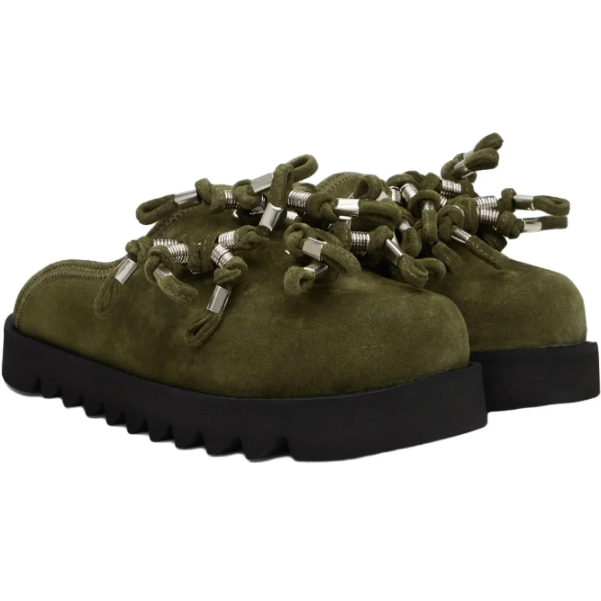 Men's Backless Mules Fashionable Slip On Flats Unique Metal Tassel Detail Chunky Platform for Comfort Casual Shoes Spring Autumn