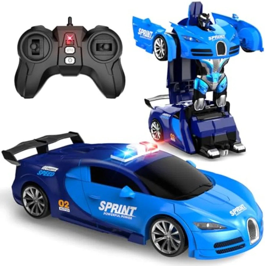 Remote Control Car, One-Click Becoming Robot Transforming Toys Car for Boys, Smooth Deformation, Demo Mode, 360° Rotation, Easy