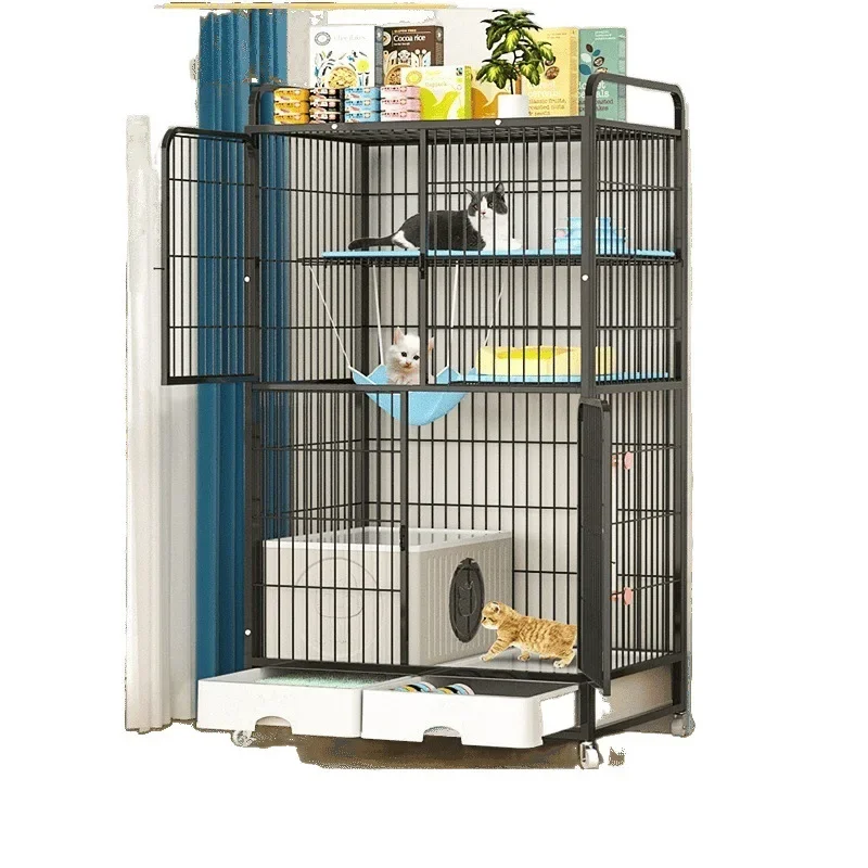 

Cat cage household, indoor four-layer cat cage, villa super free, large space with toilet integrated, large cat house