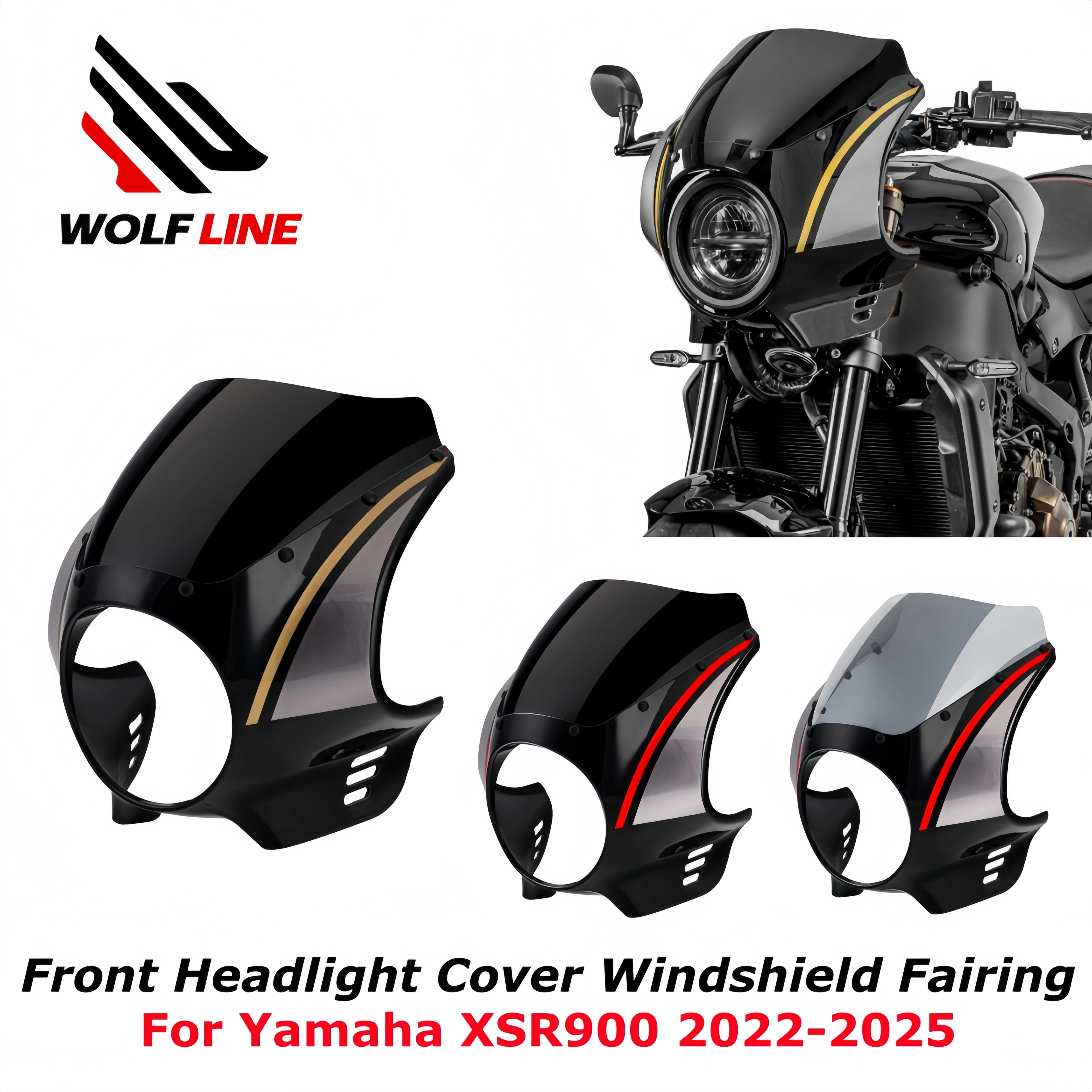 

Защитный кожух фары WOLFLINE для Yamaha XSR900 2022-2025, комплект ветрового стекла для Yamaha XSR 900 XSR900