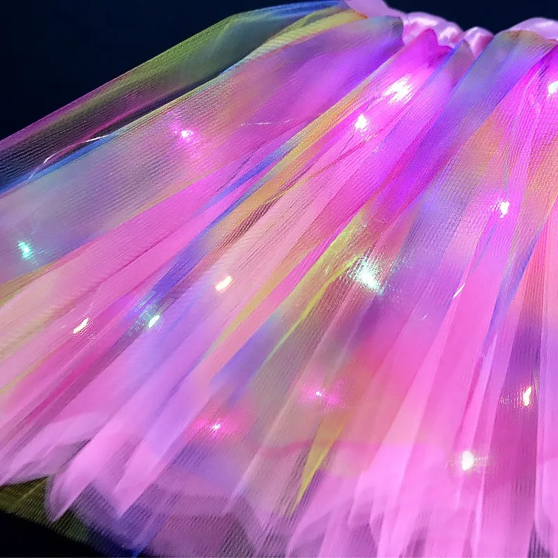 أضواء تنورة متوهجة أداء الرقص توتو تألق مضيئة تول تنورة المرحلة زي الأميرة ملابس الحفلات أداء جديد #4