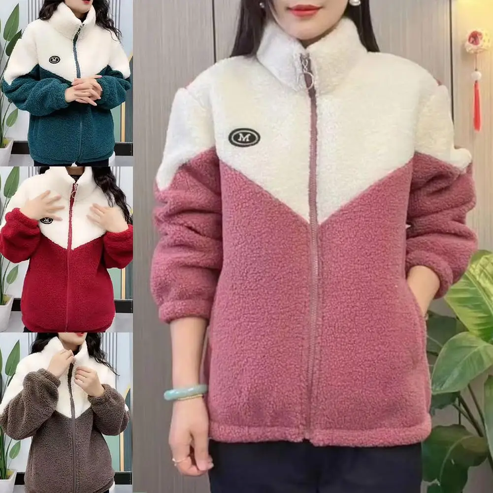 

Цветные утолщенные новые куртки из овечьего флиса с длинными рукавами, верхняя одежда средней длины, зимние топы, женские пальто, осенние стеганые молнии, элегантные A1I3