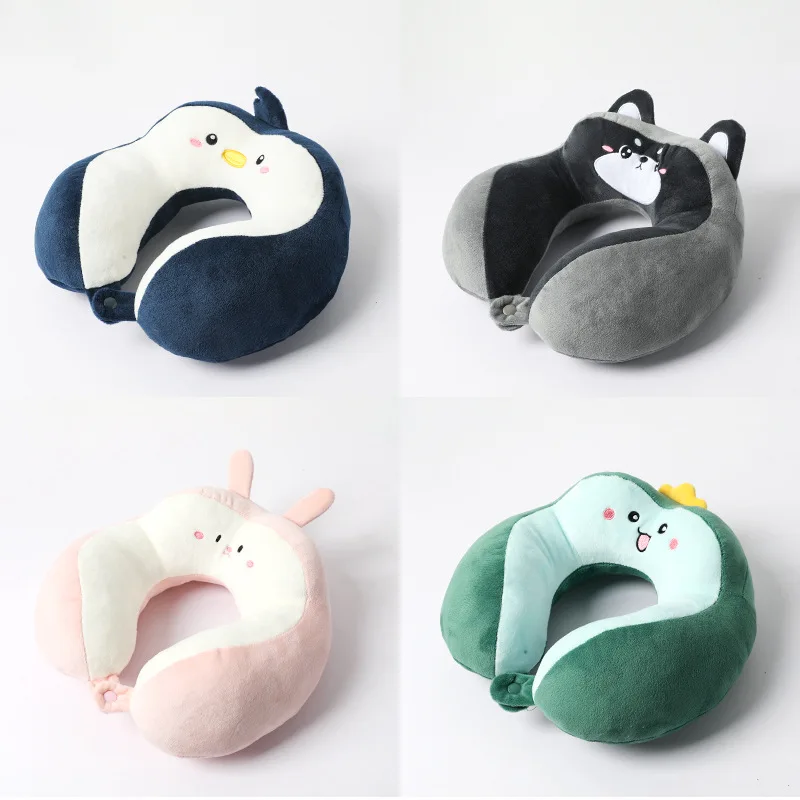 New Hump Cartoon U-shaped Pillow Office PP Cotton Crystal Velvet Embroidered  U-shaped Pillow Car Neck Pillow Napping Pillow New