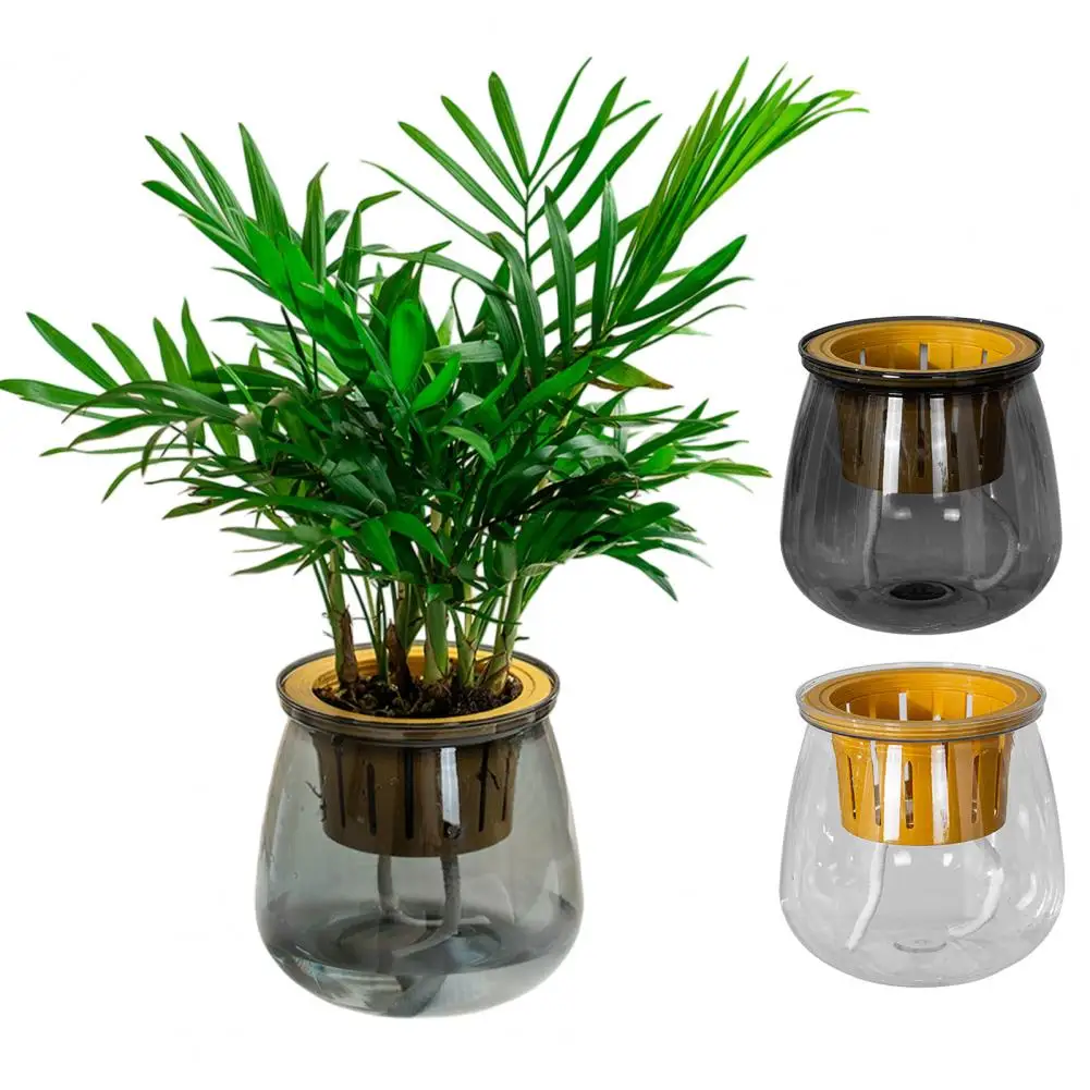 Mini Self Watering Flower Pot Tank Transparent Plastic Plant Pots Self Watering Planter Pot Vase For Home Decoration
