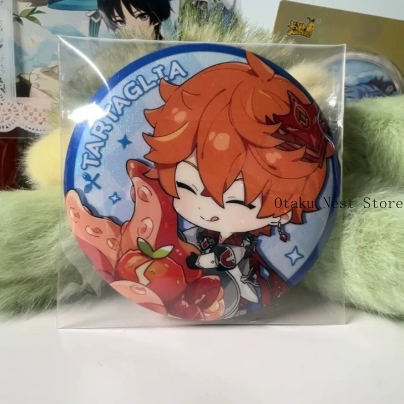 Badge en fer blanc Genshin Impact Chongyun Tartaglia Zhongli Kaedehara Kazuha, bouton Itabag, broche, cadeau de cosplay à collectionner