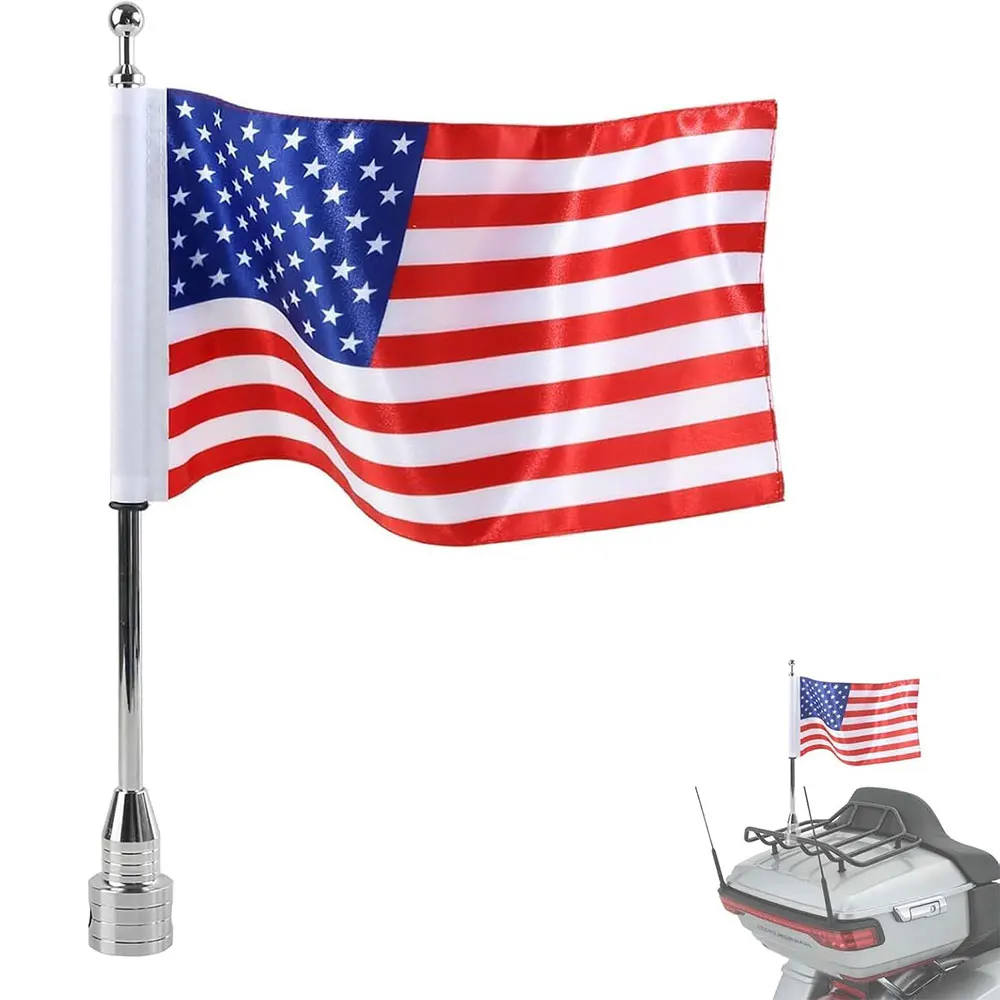 Universal Motorcycle Flag Pole Mount Luggage Rack Flag Shelf With Base Adjustable For Harley Sportster XL883 Touring