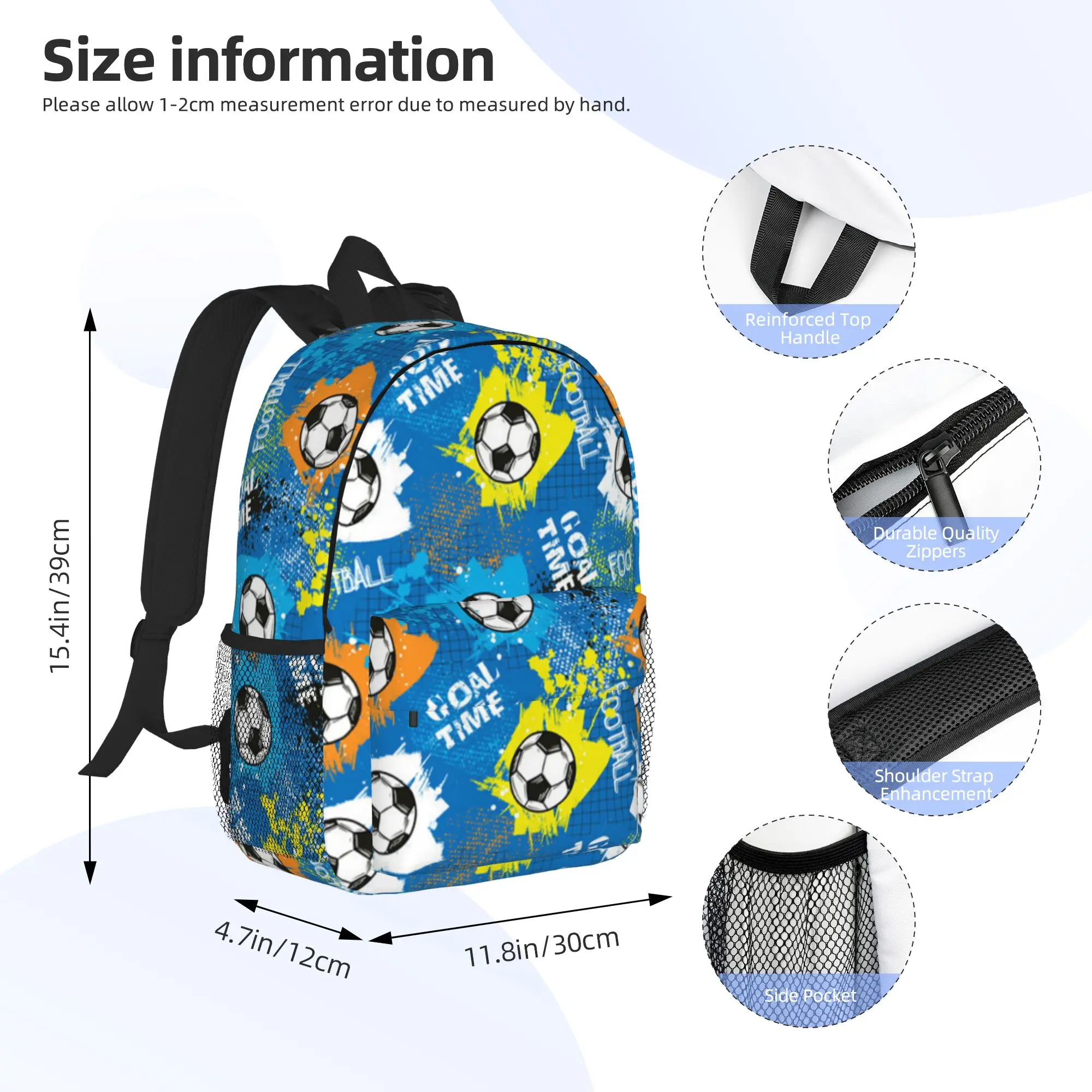 Football Graffiti Pattern Backpack Hot Sale Daypack Large Capacity Boys Girls BookBag Shoulder Bags for Men Women School Bag