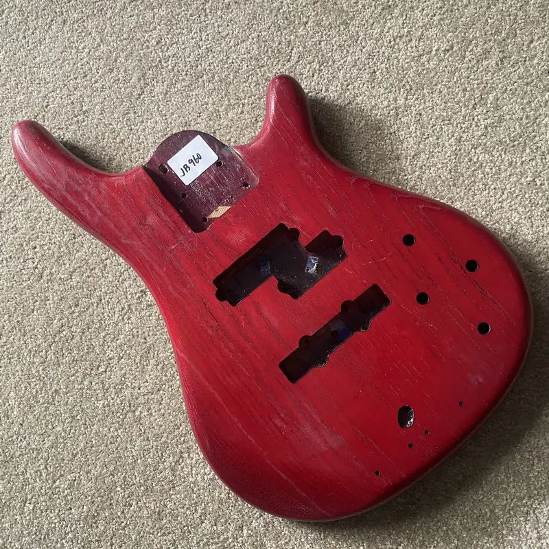 JB960 Transparent Red Color Solid ASH Wood Active Pickups PJB Bass Semi Finishing Electric Bass Body for Replace and DIY