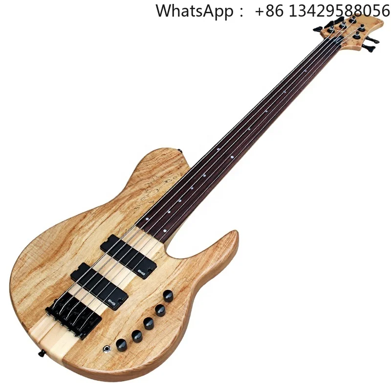 Flyoung 5 Strings Electric Bass Guitar Neck Through Body Bass Fretless Bass Guitar