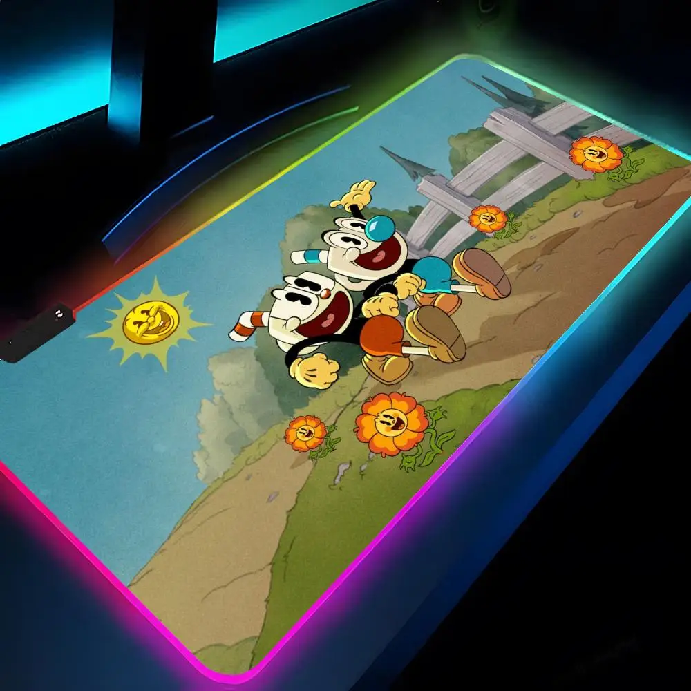 

Коврик для мыши Cuphead Games Rgb Xxl, коврик для ноутбука, игровой коврик для мыши, клавиатура с подсветкой, геймерская девушка, настольные коврики, стол