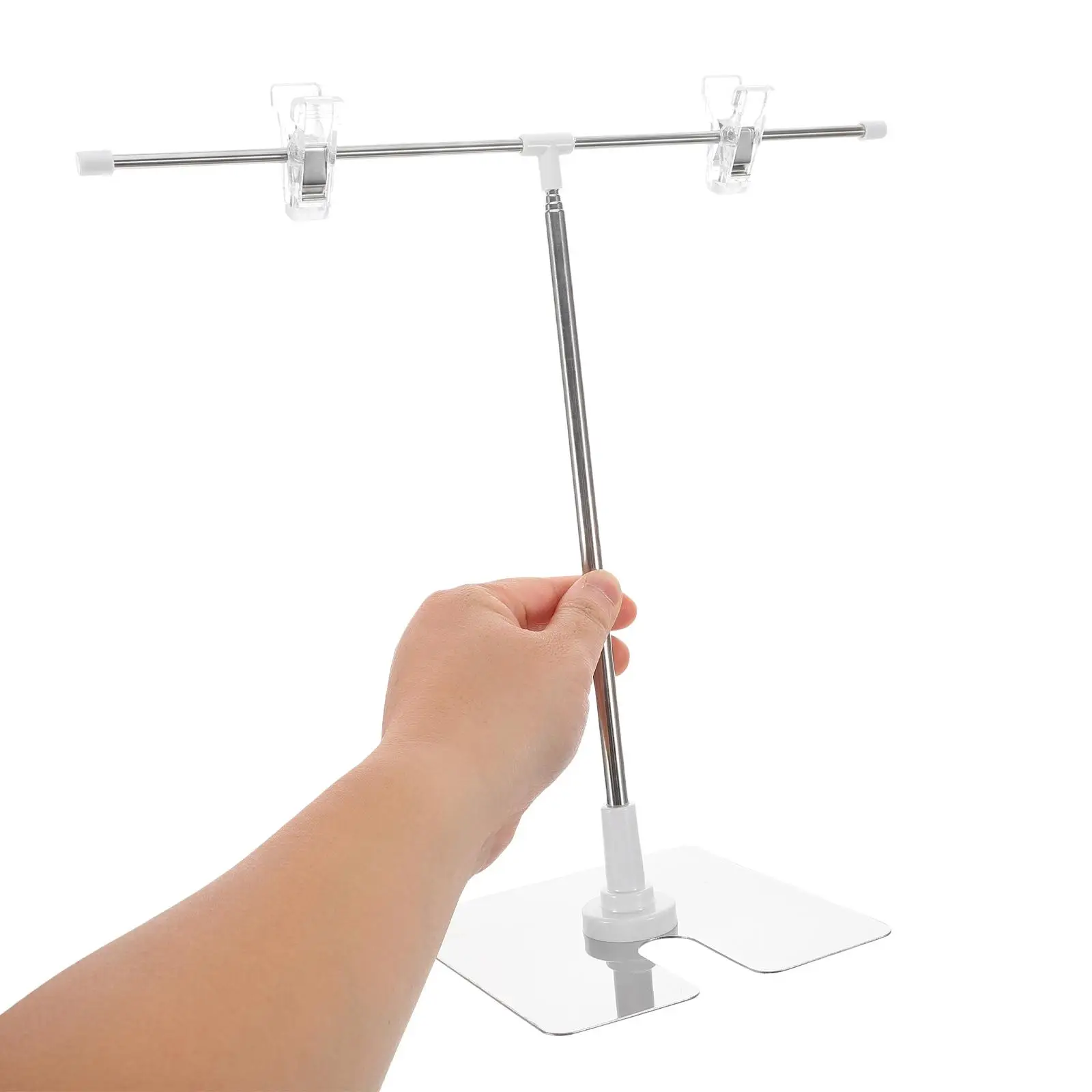 Stainless Steel Poster Banner Holder Portable Supermarket Pop Display Rack Adjustable Easy Assembly Space Saving