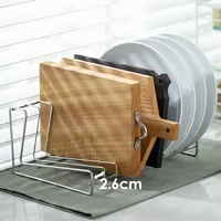 Thickened 304 Stainless Steel Kitchen Storage Rack Round Dining Tray Storage Rack Drain Holder Disk Cutting Board Rack