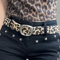 Y2k Leopard Print Belts Women Vintage Design Zebra Print Belt Punk American Chic Jeans Accessories Sexy Suede Pin Buckle Belt
