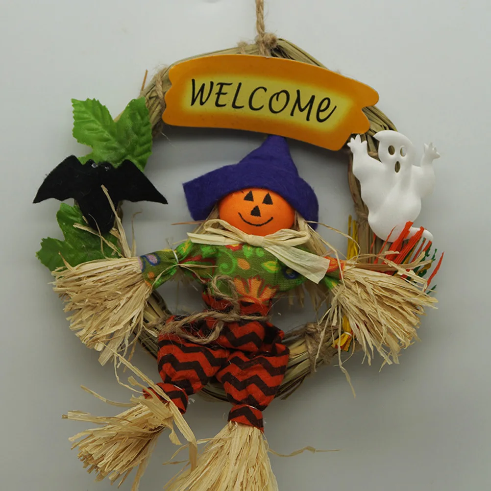 

Halloween Wooden Cloth Ghost Hanging Welcome Board Decoration Ornament for Home Party Wall Door Window