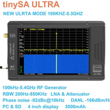 Latest tinySA ULTRA 100k-5.3GHz hand held small spectrum analyzer with battery + 4" TFT display + gift box