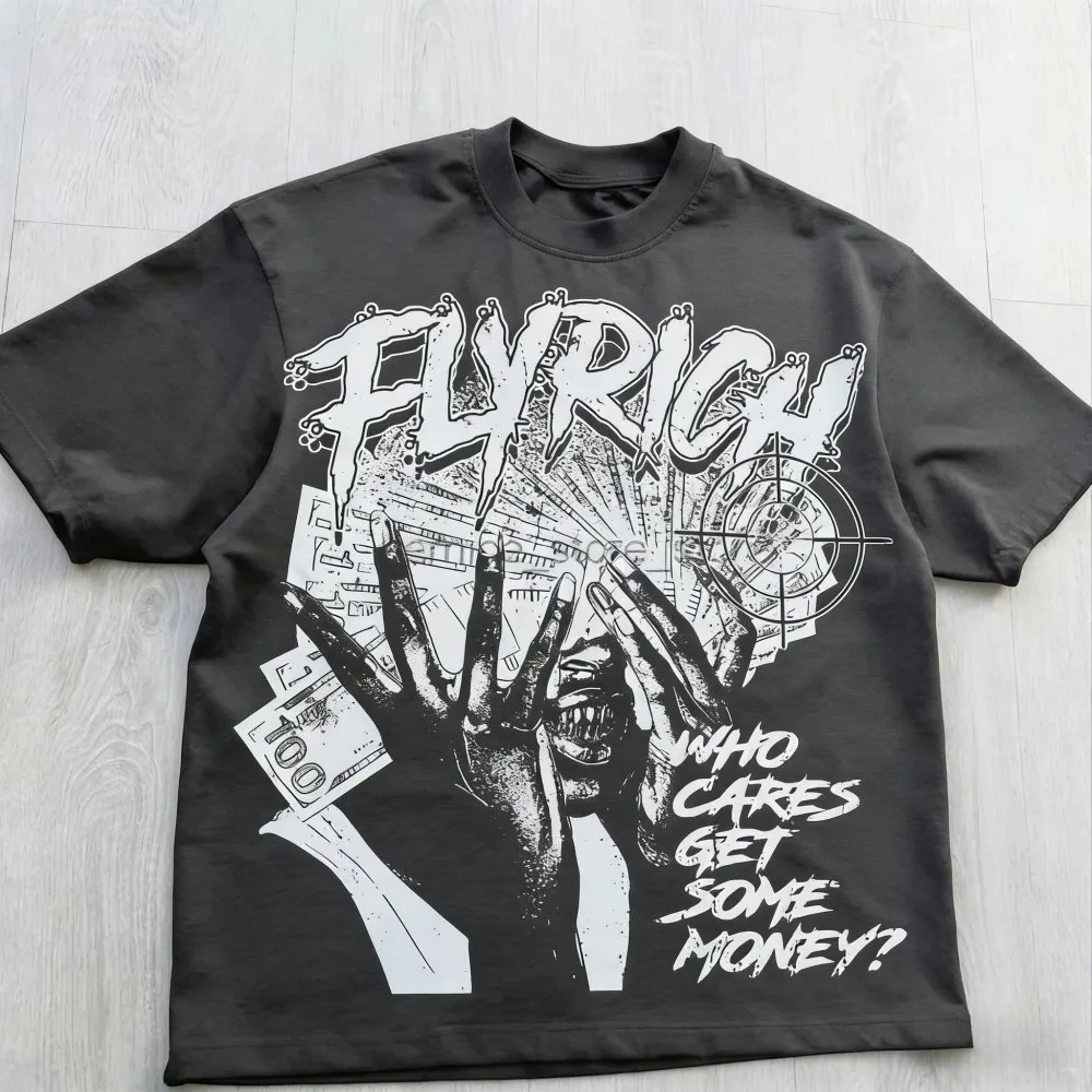 European and American Men's Summer Retro Wealth Figure Print Comfortable and Breathable Round Neck T-Shirt Outdoor Street Top