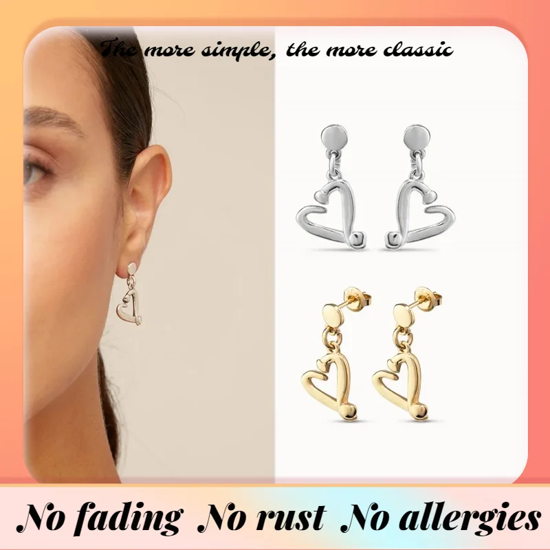 Trend New Spanish original unode50 Women's Love studs Simple personality asymmetrical nail earrings Party metal accessories