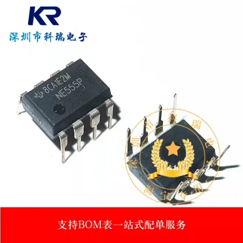 10-100PCS NE555P DIP-8 time base circuit chip with new direct insertion NE555 timer single high precision