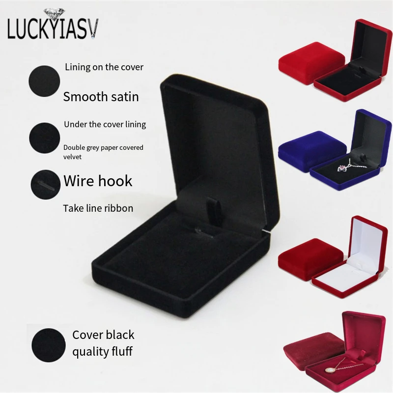 

Wholesale Pendant Necklace Chain Storage Package Gift Box Soft Black/Blue/Red Velvet Casket Long Earrings Jewelry Organizer Box