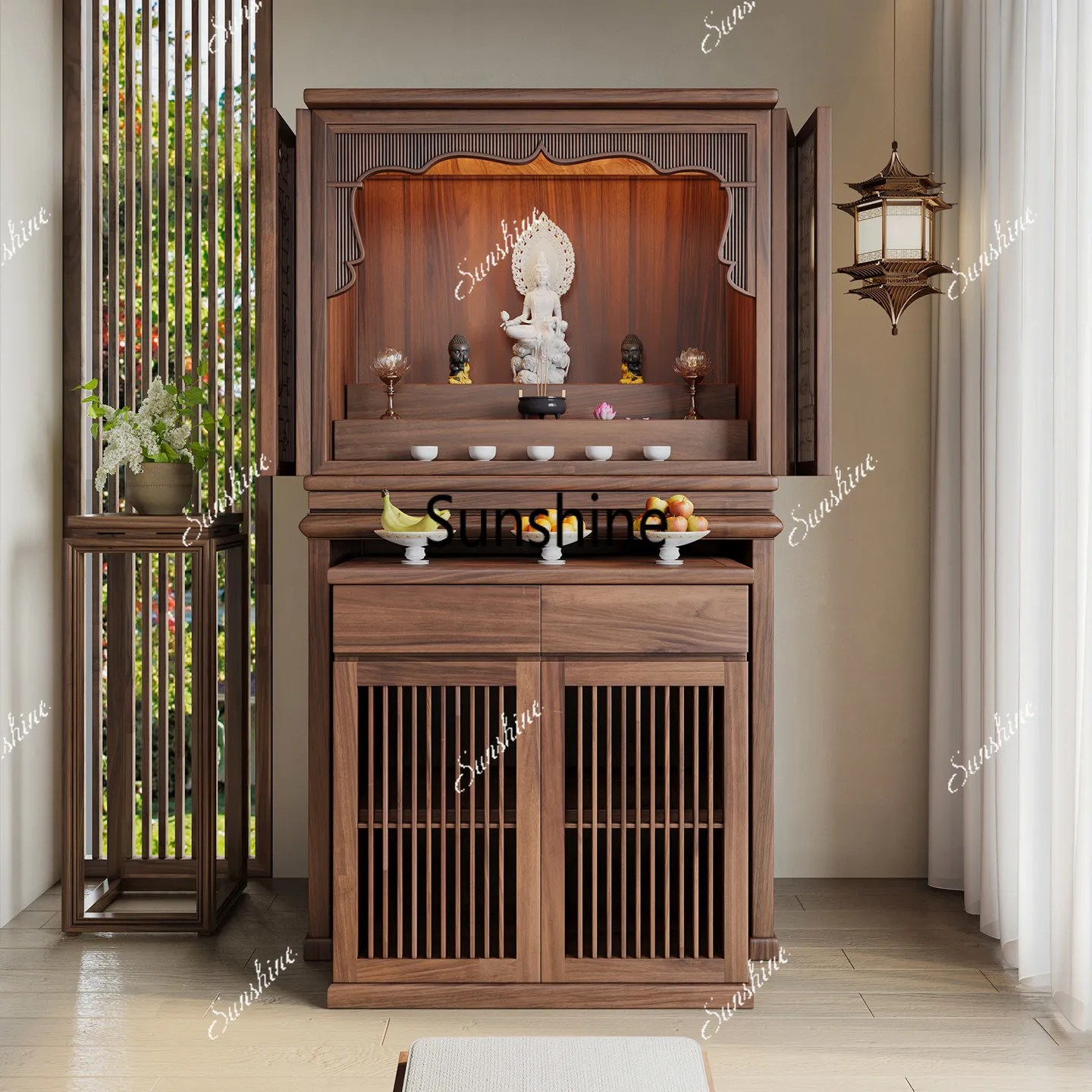 Ebony casket new Chinese vertical cabinet household simple split folding