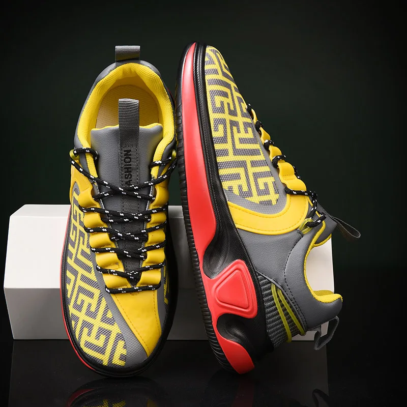 

2024 Fashion Men's Yellow Sneakers Comfortable Breathable Men Chunky Shoes Outdoor Casual Brand Sneakers Man Zapatillas Hombre