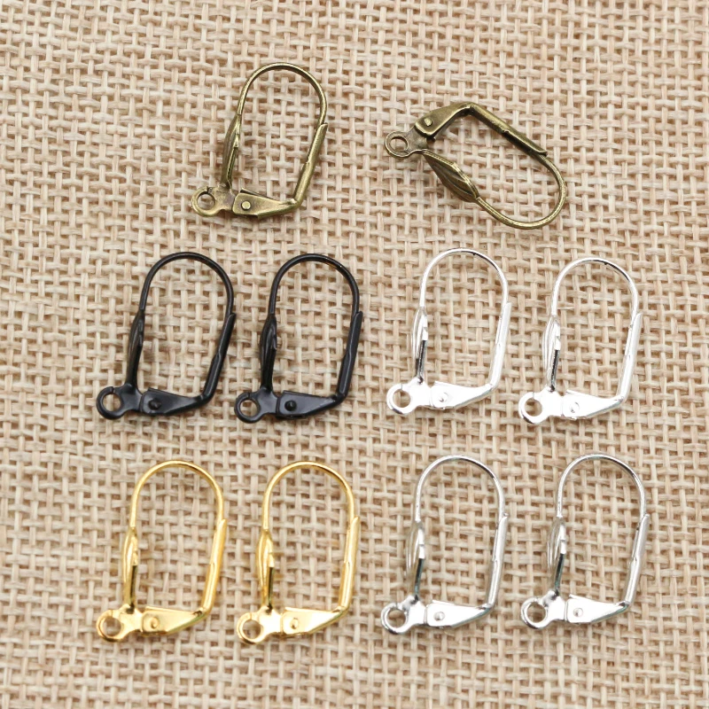 17*11mm 50pcs High Quality 5 Colors Plated Brass French Earring Hooks Wire Settings Base Settings Whole Sale