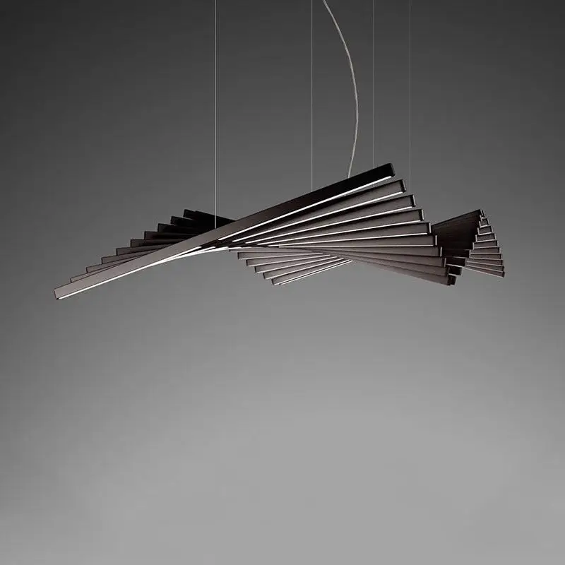 

Modern simple fish bone shape living room lamp dining room chandelier minimalist linear office strip lamp