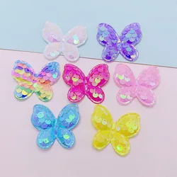 30 pz 4x3.5CM paillettes farfalla imbottite Appliques per bambino calzino cappello cucito fai da te copricapo accessori patch