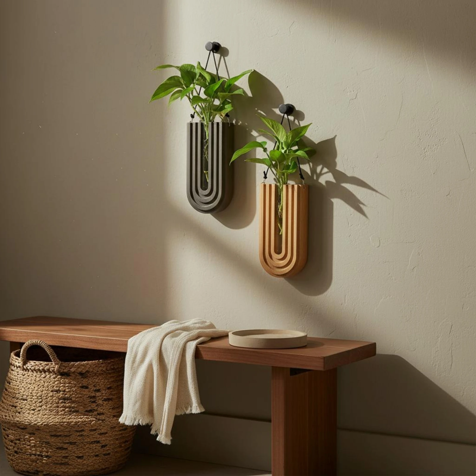 Wall Hanging Test Tube Planter Creative Decor Wall Mount Propagation Station Wooden Plant Propagation Holder Minimalist Design
