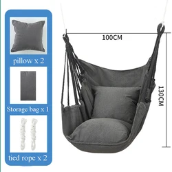 Portátil Outdoor Canvas Hammock com Travesseiro, Indoor Camping Swing, Cadeira Adulto Lazer, Grosso Swing Hanging, Relaxamento