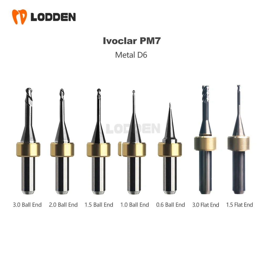 Ivoclar PM7 Dental Milling Burs For Cutting Zirconia/PMMA/Lithium Disilicate/Metal D6 Shank Dental Lab CAD CAM Grinding Tool