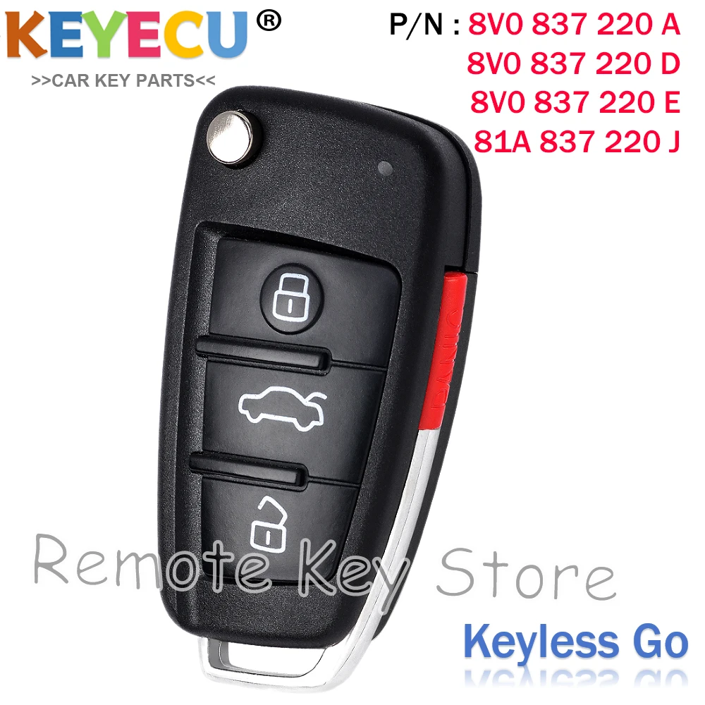 Smart Remote Key 4 Buttons 315MHz MOB48 for Audi A3 S3 A6 2006-2010 Q2L Q3 2013-2017 8V0837220D 8V0837220A 8V0837220E 81A837220J