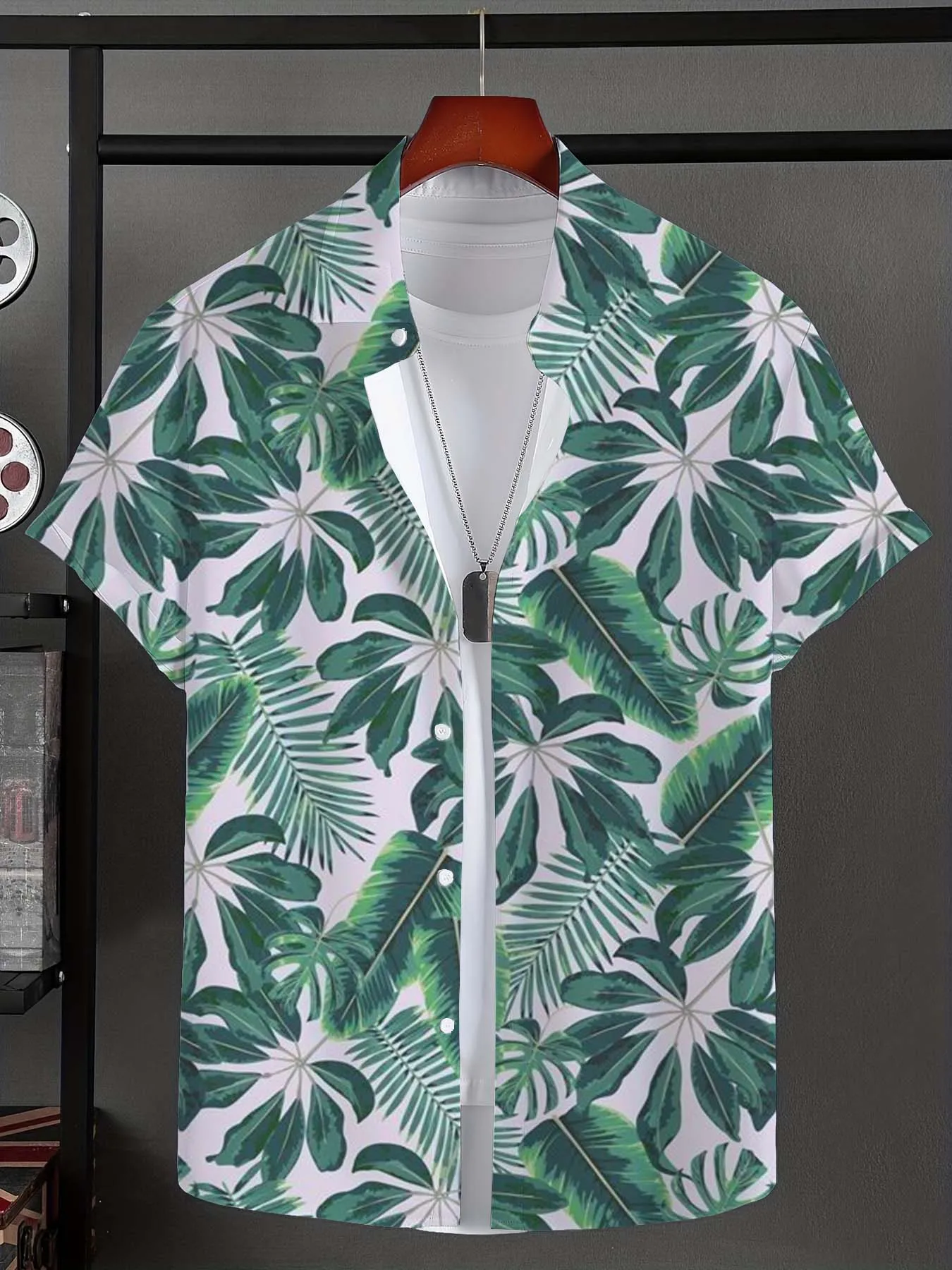 Leaf Tropical Men's Shirt Resort Hawaiian 3D Printed Shirt Outdoor New Vacation Beach Summer Turndown Short Sleeve Hawaii Shirts
