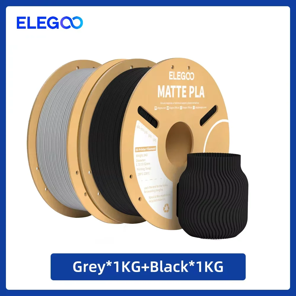 ELEGOO Mat PLA-filament 1KG, 1,75 mm FDM 3D-printerfilament Dimensionale nauwkeurigheid +/- 0,02 mm, 1 kg kartonnen spoel (2,2 lbs)