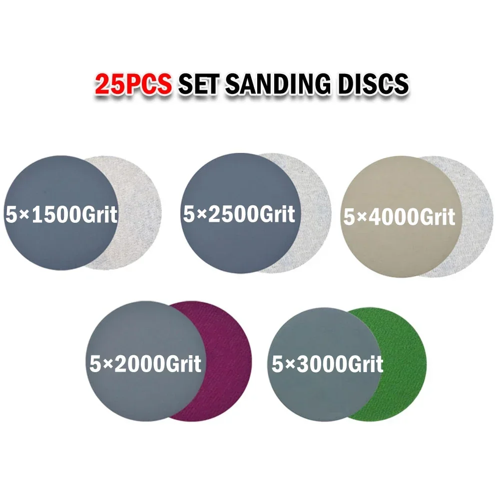 25pcs 75mm Sandpaper Sanding Disc Hook Loop Polishing Wheel Wet Dry Sanding Paper Abrasive Tools 1500 2000 2500 3000 4000 Grit N