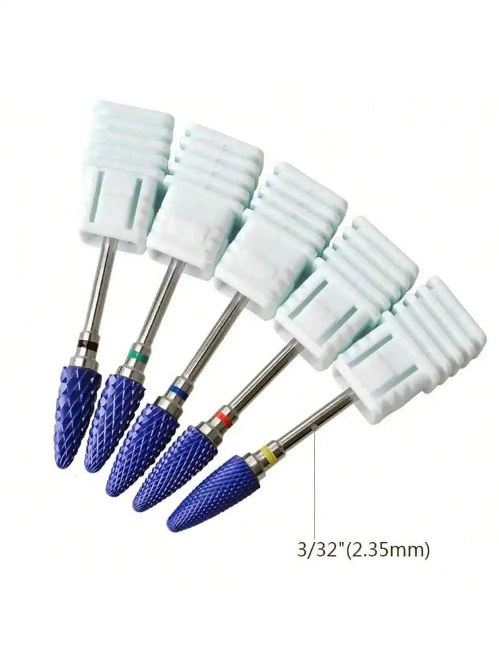 1 or 5pcs/set Blue Tungsten Carbide Burrs for Nail Art, Nano Coating, Nail Art Drill Bit, Metal Bits, Manicure Tools Accessories