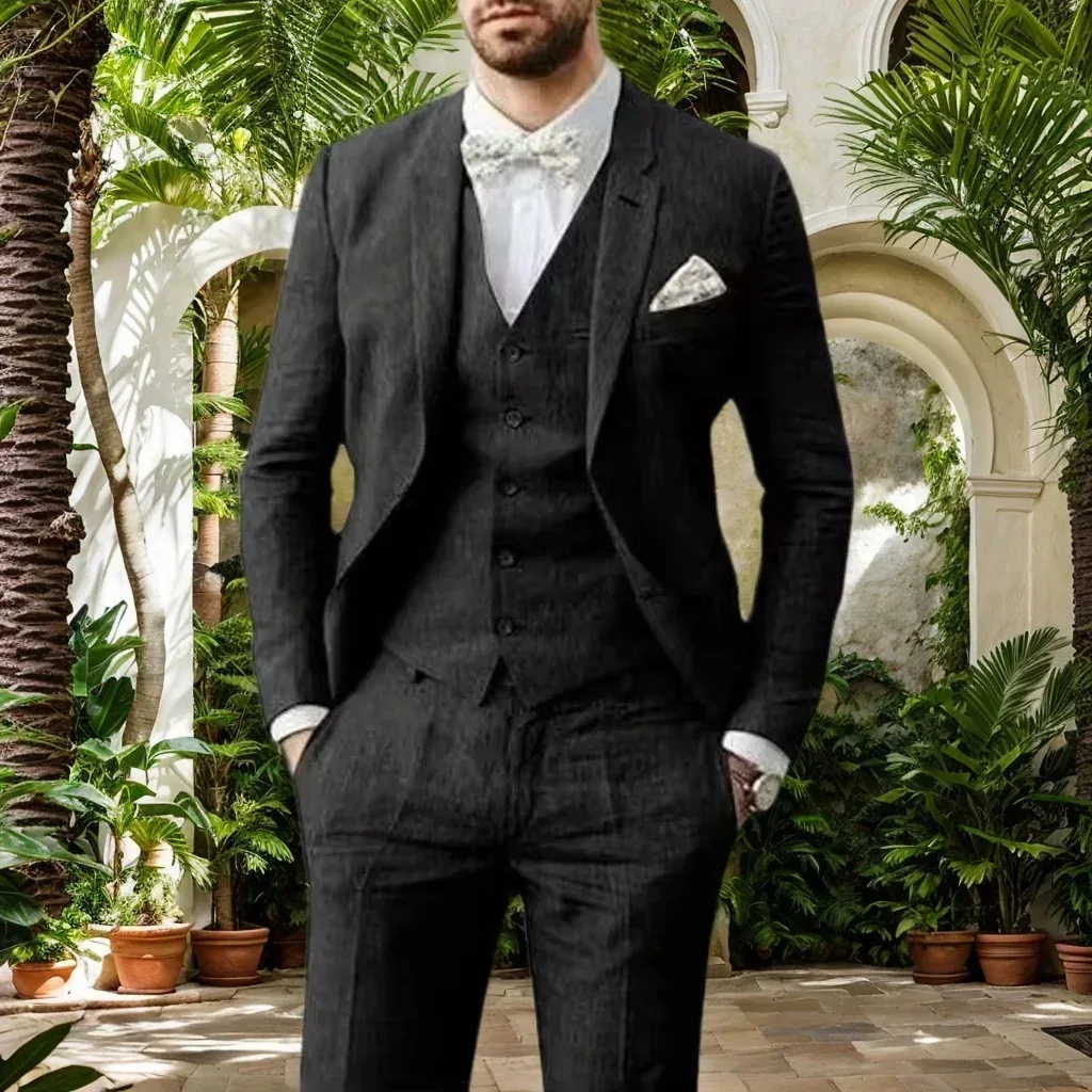 

2025 New Busin Men's Tee-Piece Suit Set for Parties And Dances Ultra Slim Fit Bamboo Charcoal Fiber Regular Thin