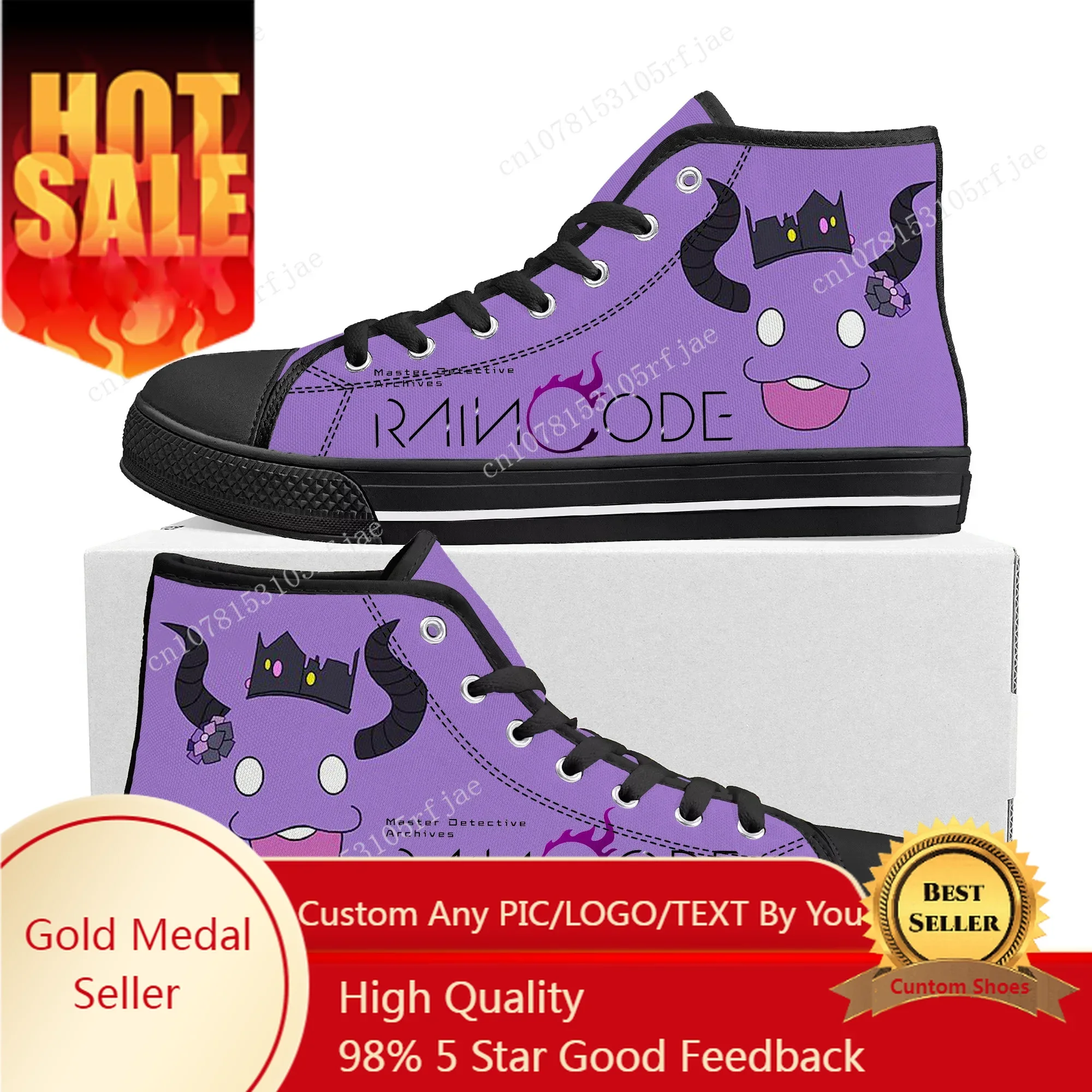

Master Detective Archives RAIN CODE High Top Sneakers Game Mens Womens High Quality Canvas Sneaker Custom Built Couple Shoes